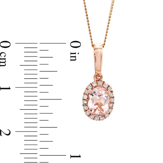 Oval Morganite and 0.09 CT. T.W. Diamond Frame Pendant in 10K Rose Gold