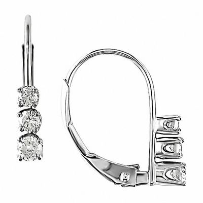 0.24 CT. T.W. Diamond Three Stone Drop Earrings in 14K White Gold