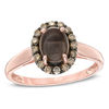 Oval Smoky Quartz and 0.24 CT. T.W. Enhanced Champagne Diamond Ring in 10K Rose Gold