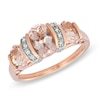 Thumbnail Image 0 of Oval Morganite and Diamond Accent Three Stone Collar Ring in 10K Rose Gold
