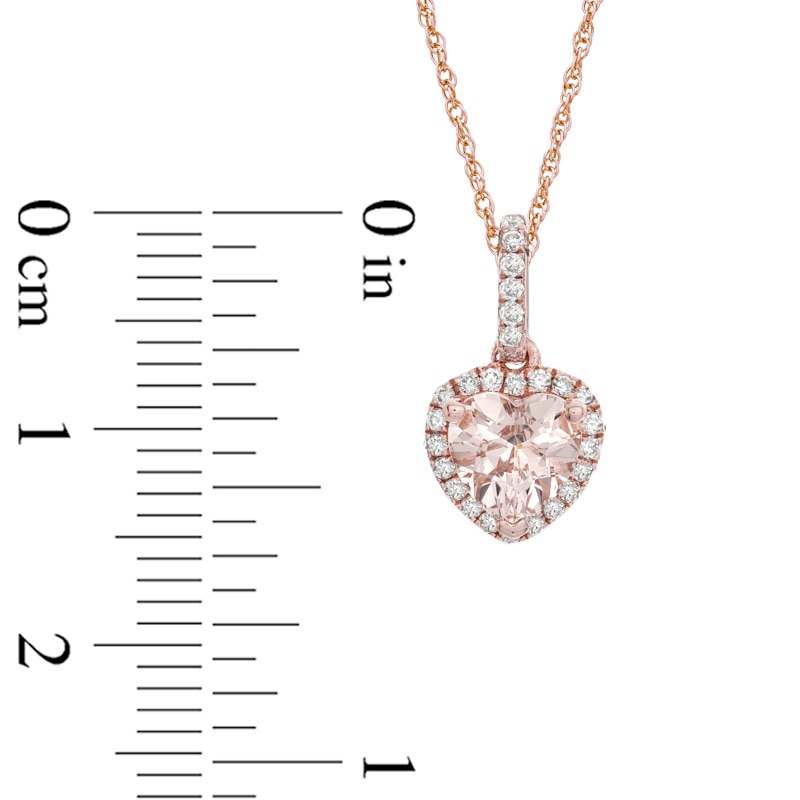 6.0mm Heart-Shaped Morganite and Diamond Accent Pendant in 10K Rose Gold|Peoples Jewellers