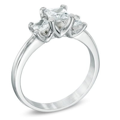 CT. T.W. Certified Canadian Princess-Cut Diamond Three Stone Ring in 14K White Gold (I/I2