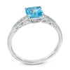 Thumbnail Image 1 of 6.0mm Cushion-Cut Swiss Blue Topaz and Diamond Accent Ring in 10K White Gold