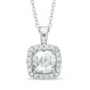 Thumbnail Image 0 of 7.0mm Cushion-Cut Lab-Created White Sapphire Frame Pendant in Sterling Silver