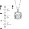 Thumbnail Image 1 of 7.0mm Cushion-Cut Lab-Created White Sapphire Frame Pendant in Sterling Silver