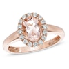 Oval Morganite and 0.11 CT. T.W. Diamond Frame Split Shank Ring in 10K Rose Gold