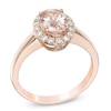 Oval Morganite and 0.11 CT. T.W. Diamond Frame Split Shank Ring in 10K Rose Gold