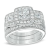 Thumbnail Image 0 of 1.50 CT. T.W. Princess-Cut Quad Diamond Three Piece Bridal Set in 14K White Gold