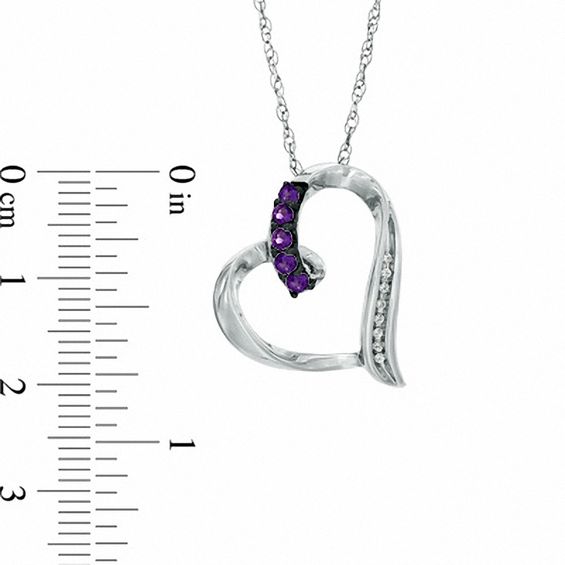 Amethyst and Diamond Accent Looping Heart Pendant in Sterling Silver