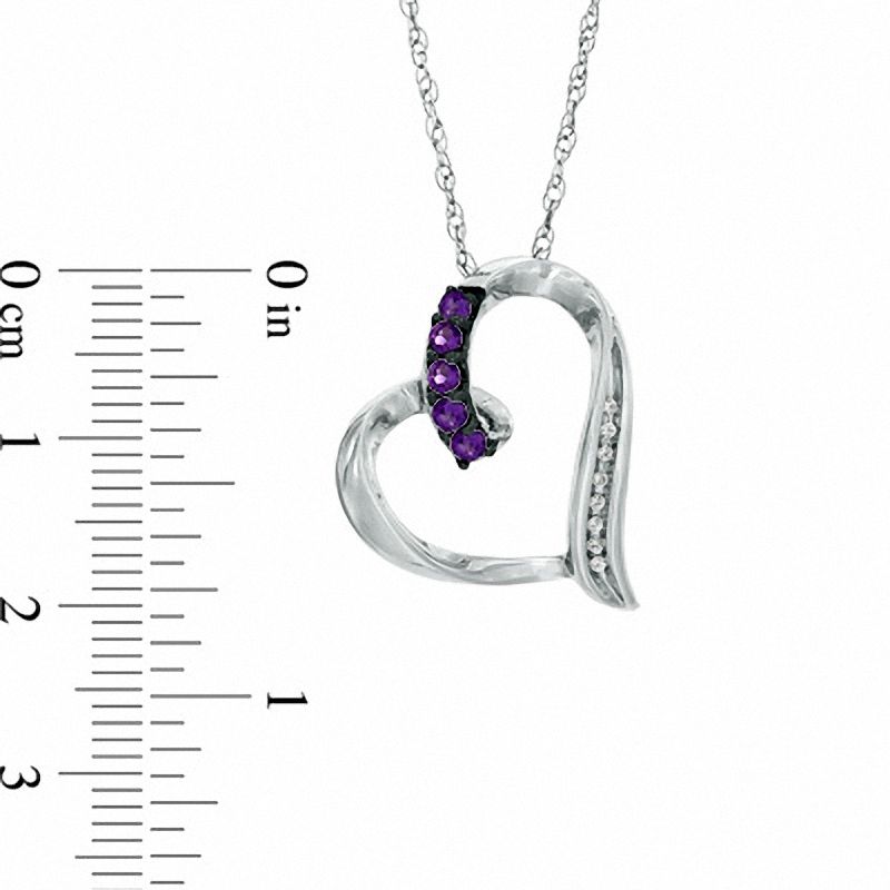 Amethyst and Diamond Accent Looping Heart Pendant in Sterling Silver