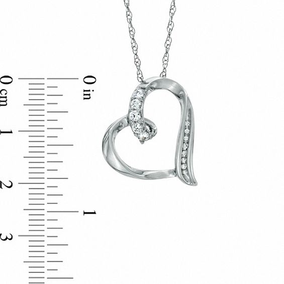 Lab-Created Sapphire and Diamond Accent Looping Heart Pendant in Sterling Silver