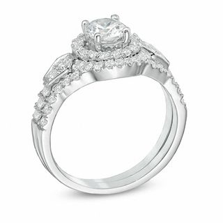 1.25 CT. T.W. Diamond Frame Bridal Set in 14K White Gold