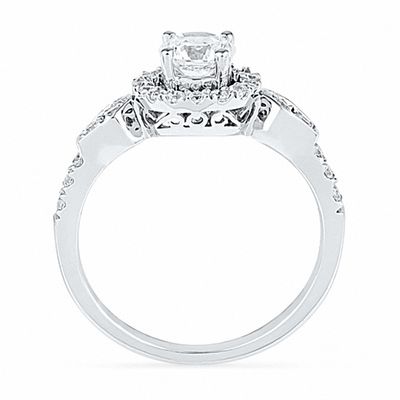 1.25 CT. T.W. Diamond Frame Bridal Set in 14K White Gold