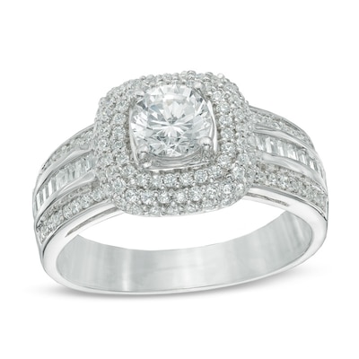 1.25 CT. T.W. Diamond Double Frame Engagement Ring in 14K White Gold