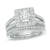 2.00 CT. T.W. Diamond Frame Split Shank Bridal Set in 14K White Gold