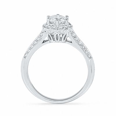 1.50 CT. T.W. Diamond Frame Double Row Engagement Ring in 14K White Gold