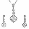 Thumbnail Image 0 of 7.0mm Cushion-Cut Lab-Created White Sapphire Pendant and Earrings Set in Sterling Silver