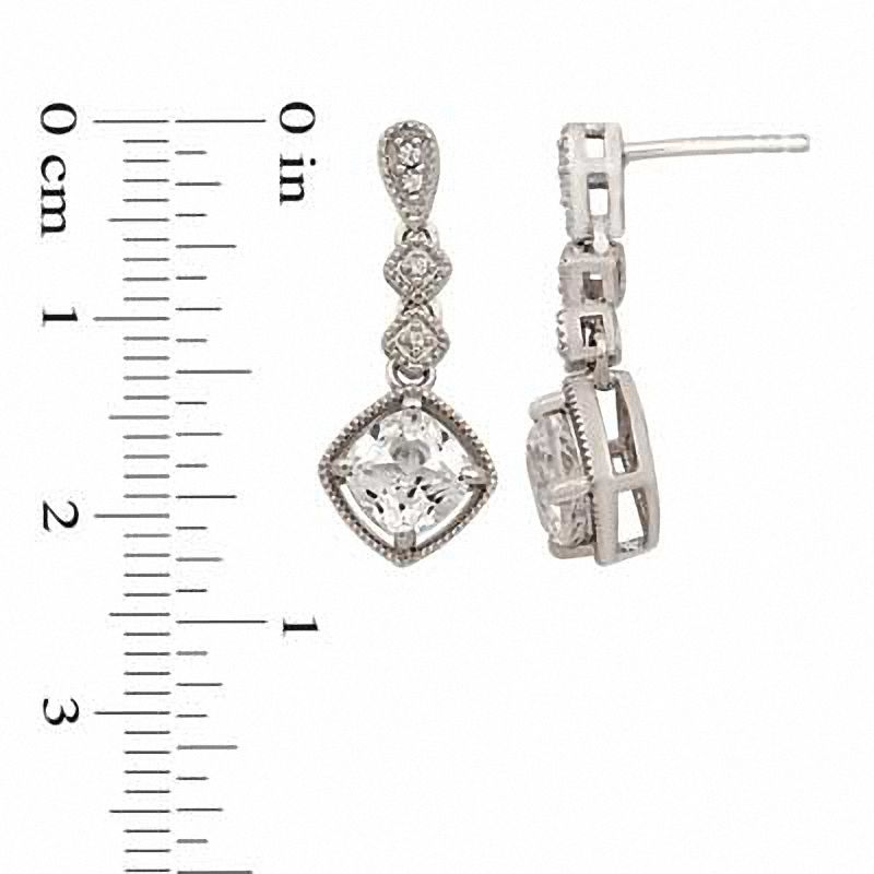 7.0mm Cushion-Cut Lab-Created White Sapphire Pendant and Earrings Set in Sterling Silver