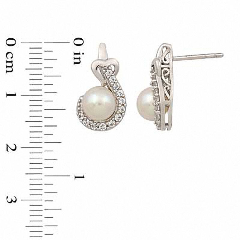 6.0-7.0mm Freshwater Cultured Pearl and Lab-Created White Sapphire Pendant and Earrings Set in Sterling Silver