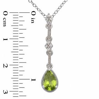 Pear-Shaped Peridot and Lab-Created White Sapphire Pendant and Earrings Set in Sterling Silver