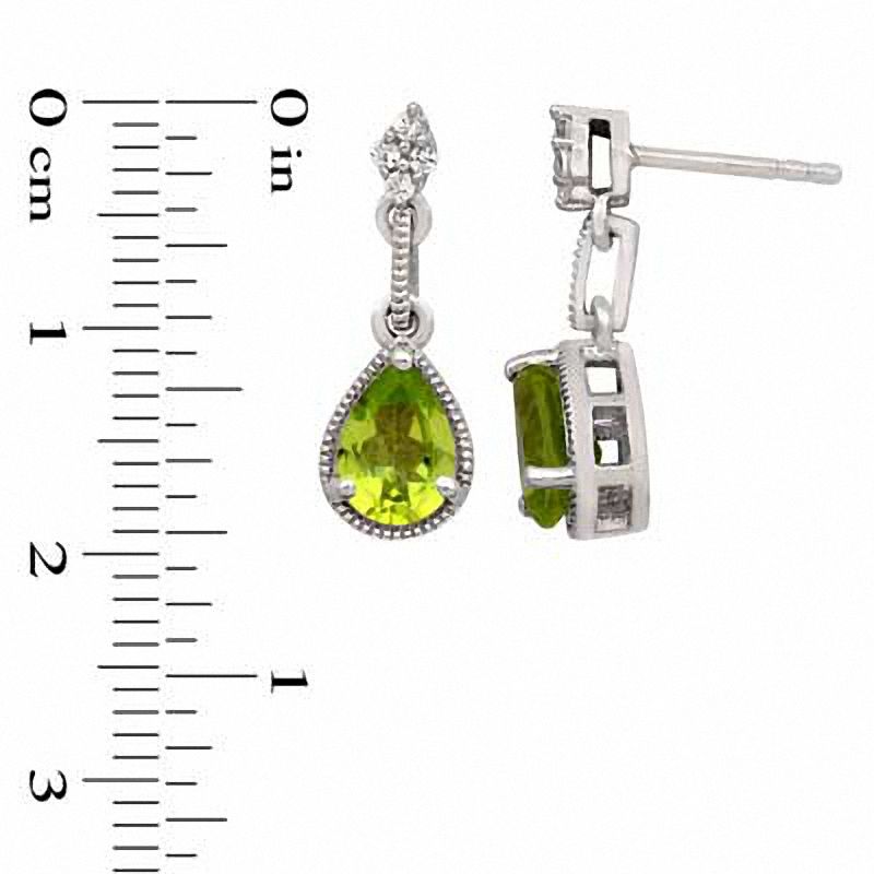 Pear-Shaped Peridot and Lab-Created White Sapphire Pendant and Earrings Set in Sterling Silver