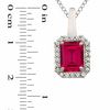 Thumbnail Image 1 of Emerald-Cut Lab-Created Ruby and White Sapphire Pendant and Ring Set in Sterling Silver - Size 7