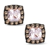 Thumbnail Image 0 of 4.0mm Cushion-Cut Morganite and 0.16 CT. T.W. Enhanced Champagne Diamond Stud Earrings in 10K Rose Gold