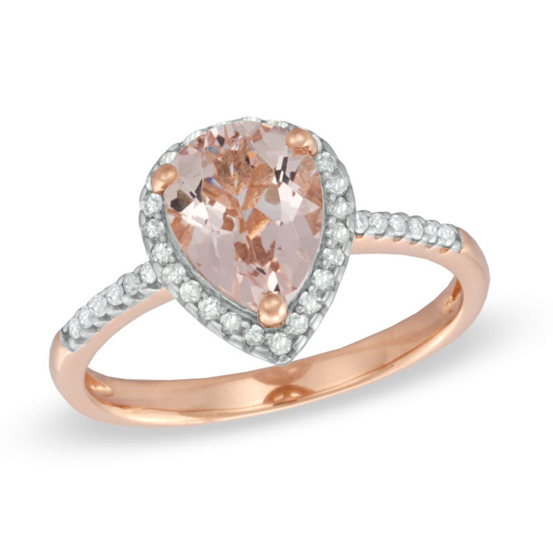 Pear cut morganite rose clearance gold ring