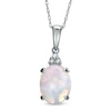 Thumbnail Image 0 of Oval Lab-Created Opal and Diamond Accent Pendant in 10K White Gold