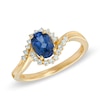 Thumbnail Image 0 of Lab-Created Blue Sapphire and 0.16 CT. T.W. Diamond Ring in 10K Gold