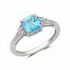 7.0mm Cushion-Cut Blue Topaz and Lab-Created White Sapphire Pendant and Ring Set in Sterling Silver - Size 7