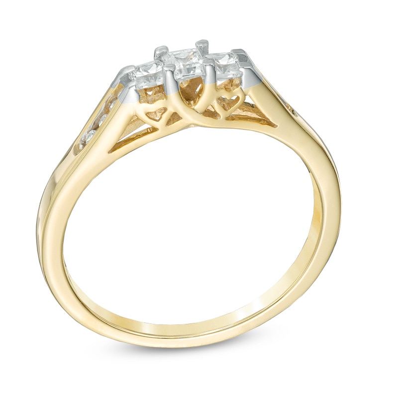 0.25 CT. T.W. Princess-Cut Diamond Three Stone Ring in 10K Gold|Peoples Jewellers