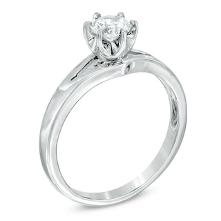 0.63 CT. Diamond Solitaire Split Shank Engagement Ring in 14K White Gold (I/I2)