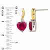Thumbnail Image 1 of Heart-Shaped Lab-Created Ruby and White Sapphire Pendant and Earrings Set in Sterling Silver and 14K Gold Plate