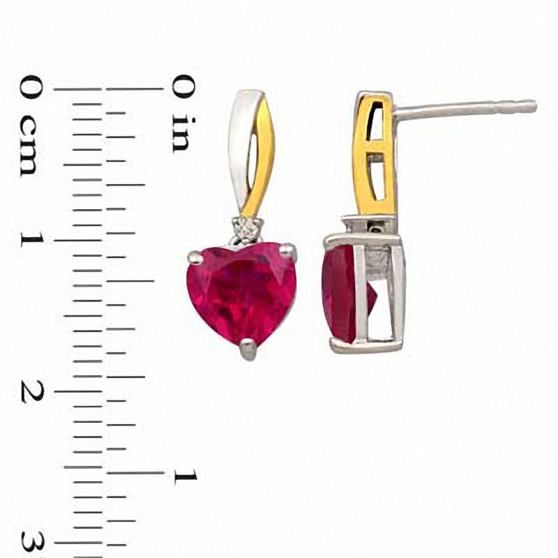 Heart-Shaped Lab-Created Ruby and White Sapphire Pendant and Earrings Set in Sterling Silver and 14K Gold Plate
