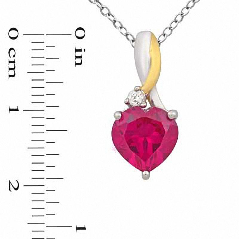 Heart-Shaped Lab-Created Ruby and White Sapphire Pendant and Earrings Set in Sterling Silver and 14K Gold Plate