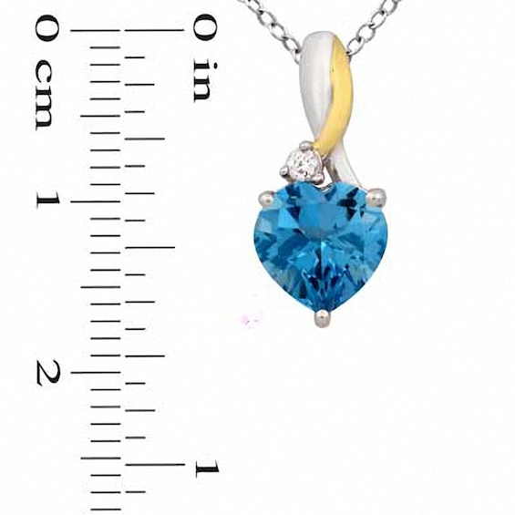 Heart-Shaped Blue Topaz and Lab-Created White Sapphire Pendant and Ring Set in Sterling Silver and 14K Gold Plate