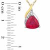 Thumbnail Image 1 of Trillion-Cut Lab-Created Ruby and White Sapphire Pendant and Ring Set in Sterling Silver and 14K Gold Plate - Size 7