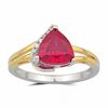 Trillion-Cut Lab-Created Ruby and White Sapphire Pendant and Ring Set in Sterling Silver and 14K Gold Plate - Size 7