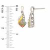 Thumbnail Image 1 of 7.0mm Cushion-Cut Lab-Created Opal and White Sapphire Pendant and Earrings Set in Sterling Silver and 14K Gold Plate