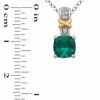 Thumbnail Image 2 of Cushion-Cut Lab-Created Emerald and White Sapphire Pendant and Ring Set in Sterling Silver and 14K Gold Plate - Size 7