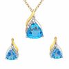 Thumbnail Image 0 of Swiss Blue Topaz and Lab-Created White Sapphire Pendant and Earrings Set in Sterling Silver and 14K Gold Plate