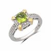 Thumbnail Image 1 of Cushion-Cut Peridot and Lab-Created White Sapphire Pendant and Ring Set in Sterling Silver and 14K Gold Plate - Size 7