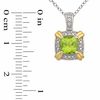 Thumbnail Image 2 of Cushion-Cut Peridot and Lab-Created White Sapphire Pendant and Ring Set in Sterling Silver and 14K Gold Plate - Size 7