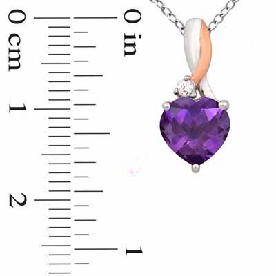 Heart-Shaped Amethyst and Lab-Created White Sapphire Pendant and Ring Set in Sterling Silver and 14K Rose Gold Plate