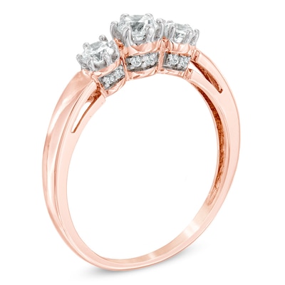 0.50 CT. T.W. Diamond Three Stone Engagement Ring in 10K Rose Gold