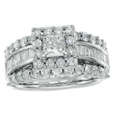 1.00 CT. T.W. Princess-Cut Diamond Frame Engagement Ring in 14K White Gold