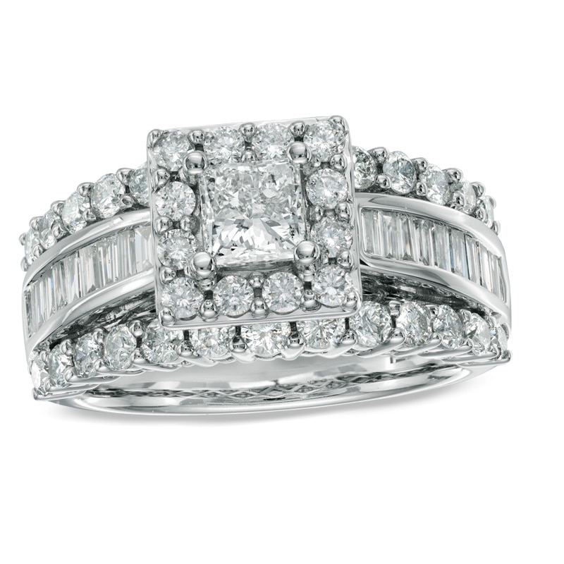 1.00 CT. T.W. Princess-Cut Diamond Frame Engagement Ring in 14K White Gold|Peoples Jewellers