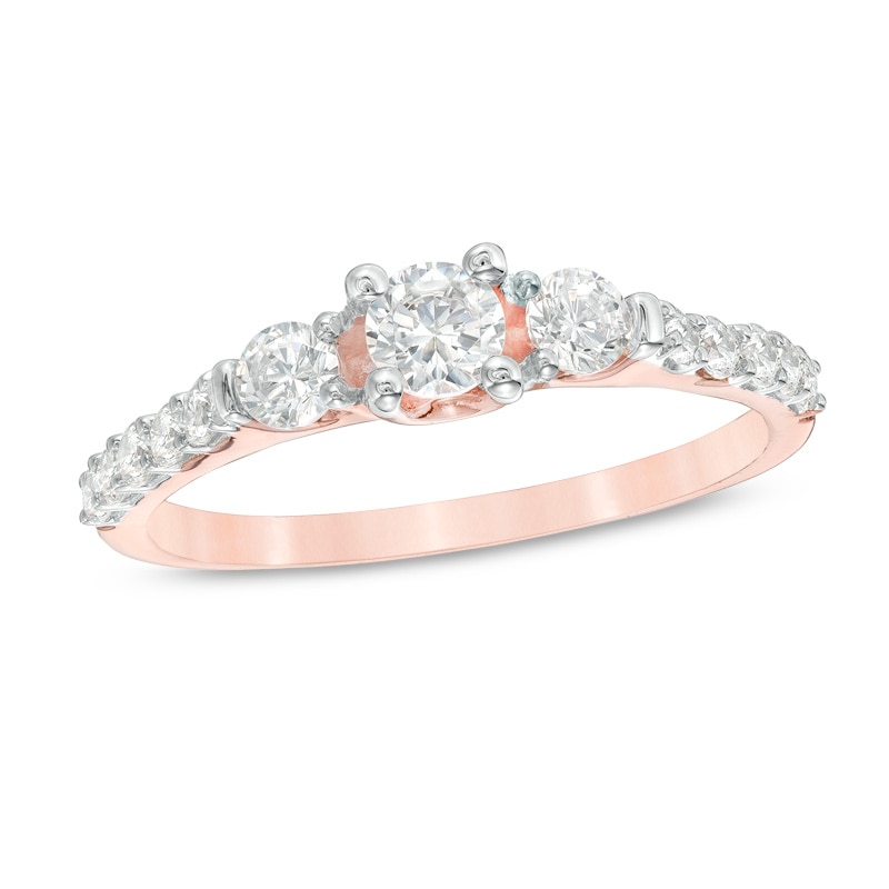 0.75 CT. T.W. Diamond Three Stone Engagement Ring in 10K Rose Gold|Peoples Jewellers