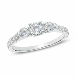 0.75 CT. T.W. Diamond Three Stone Engagement Ring in 10K White Gold